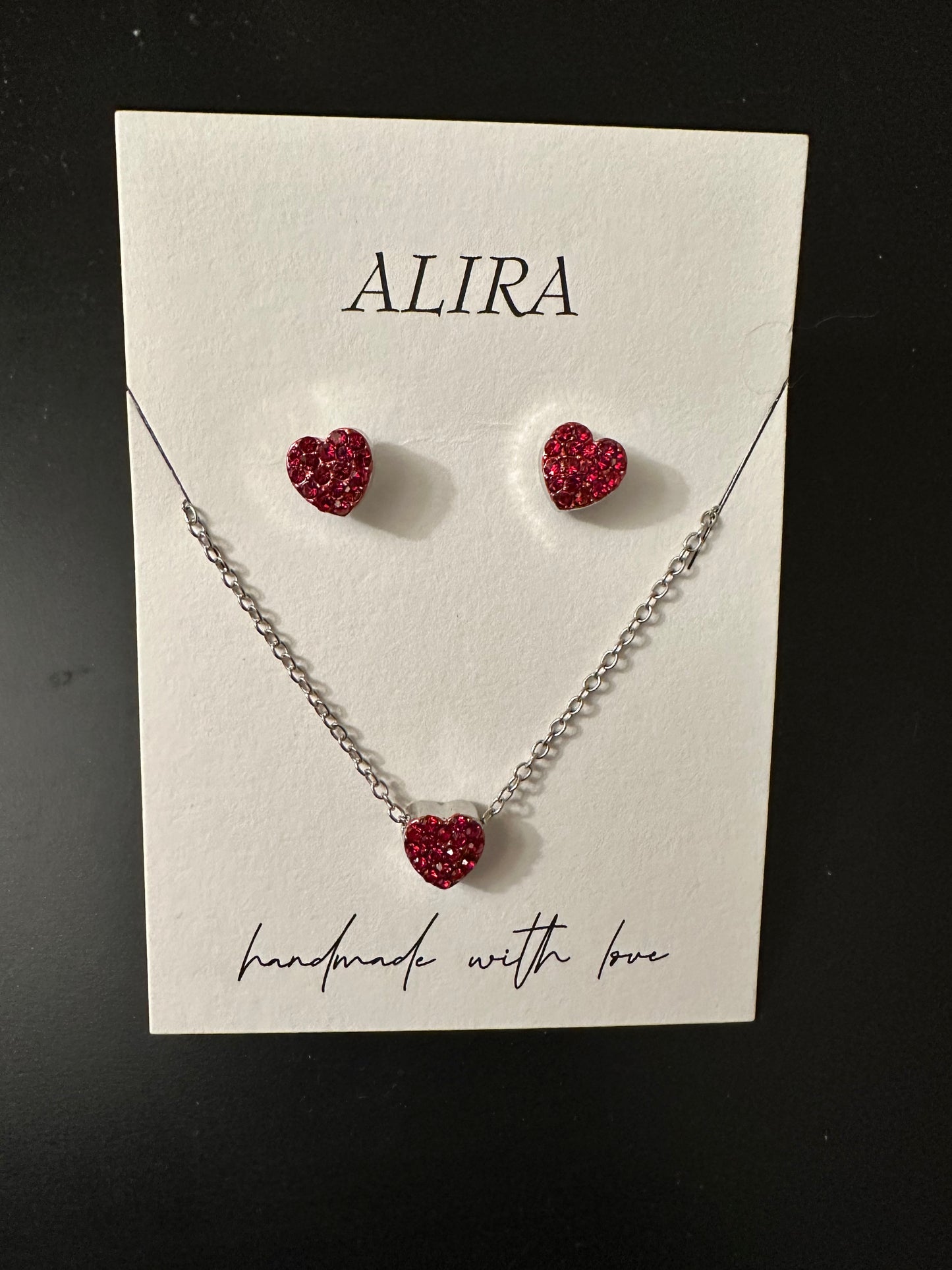 Heart earring and necklace set