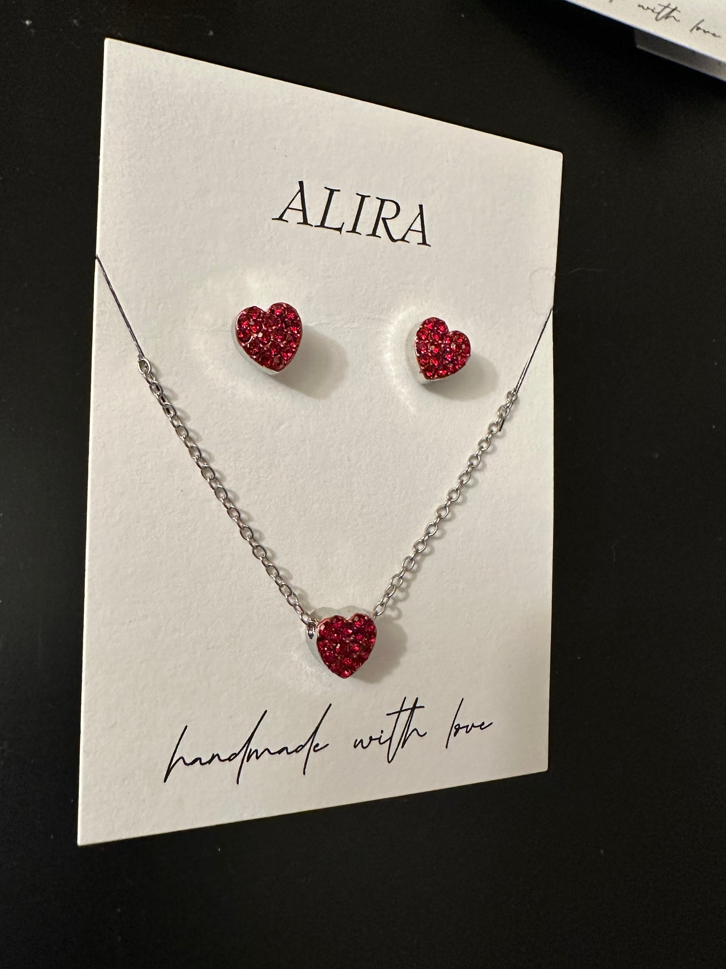 Heart earring and necklace set