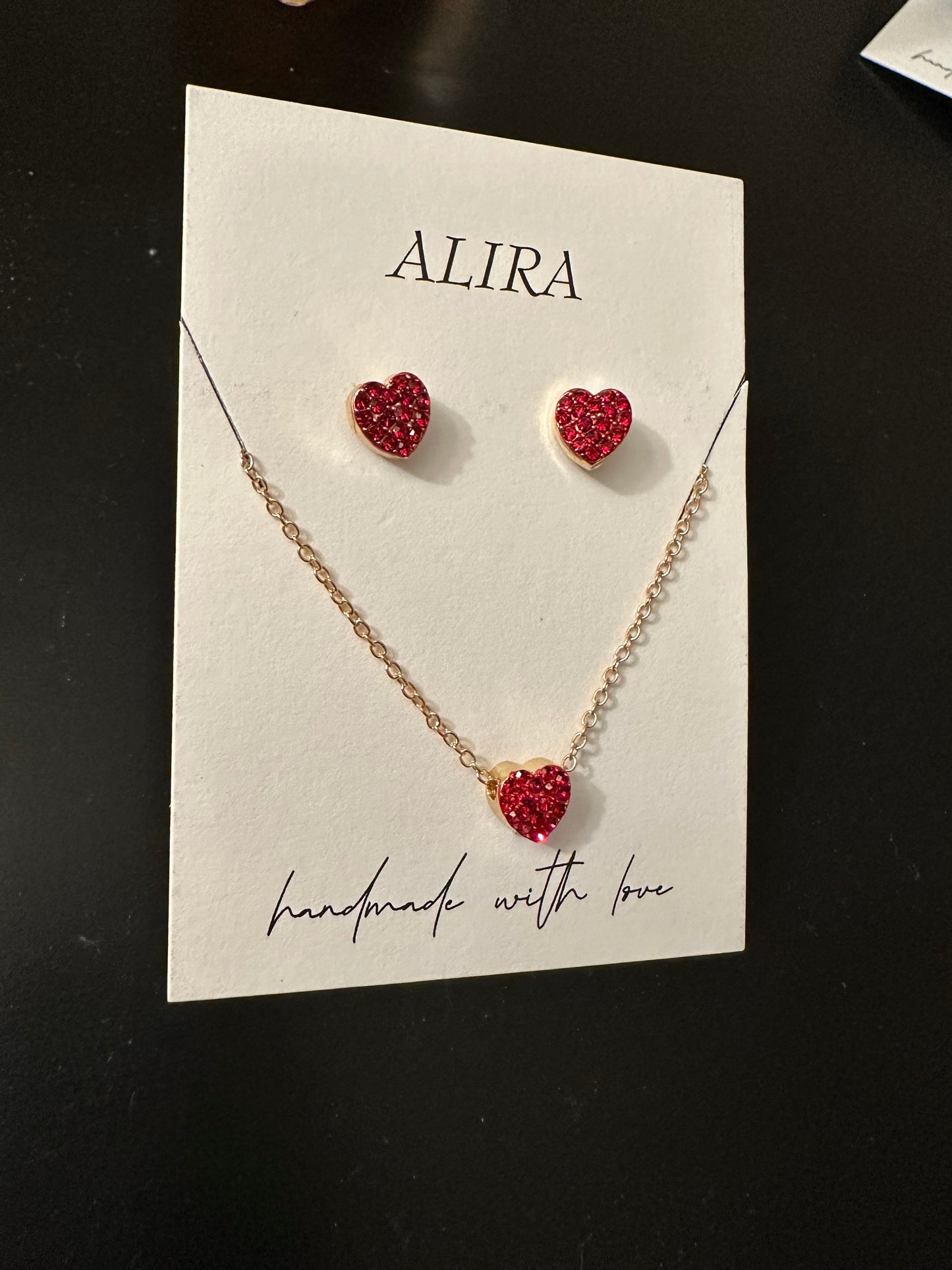 Heart earring and necklace set