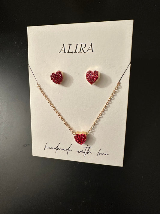 Heart earring and necklace set