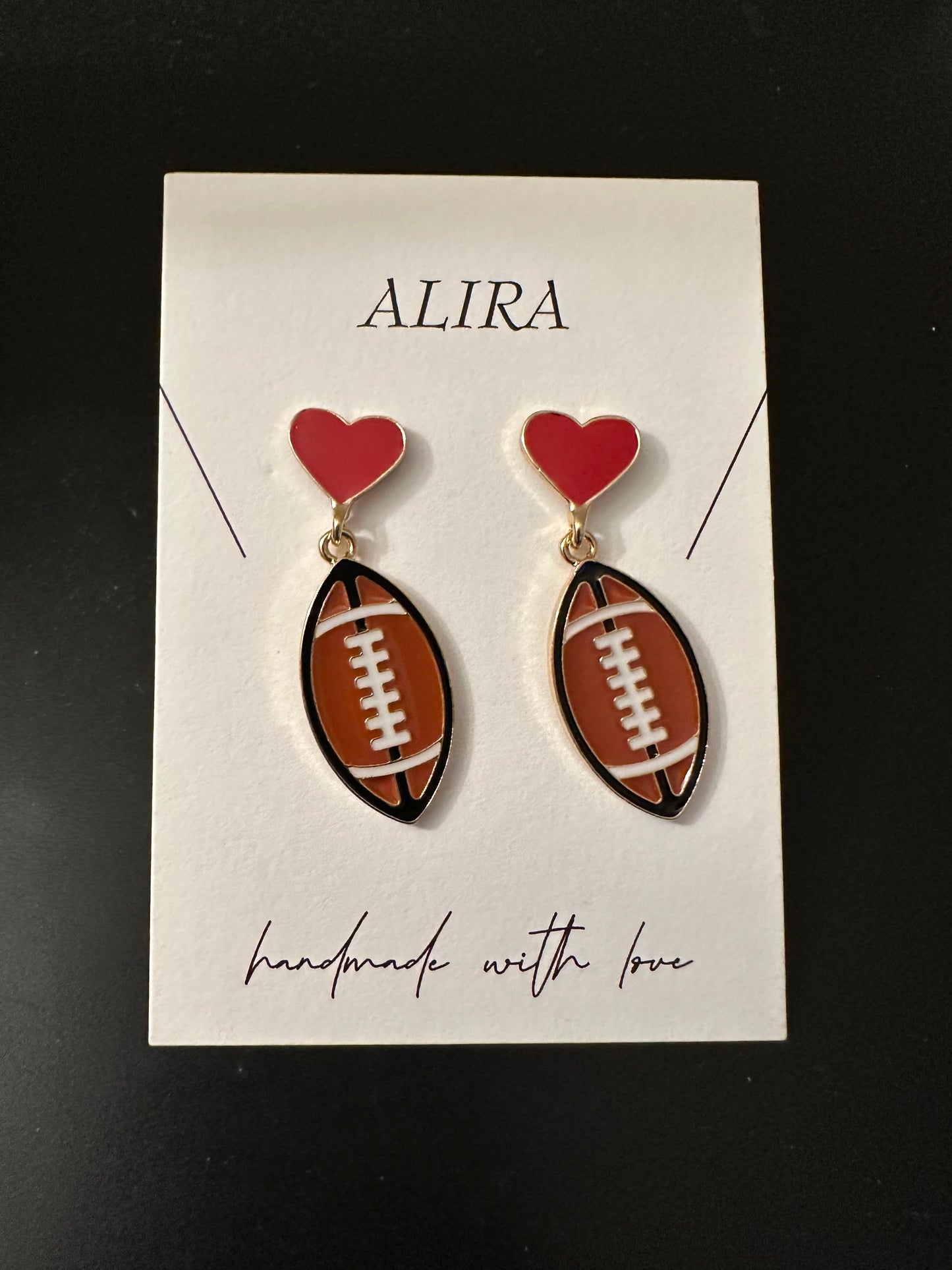 Football heart earrings