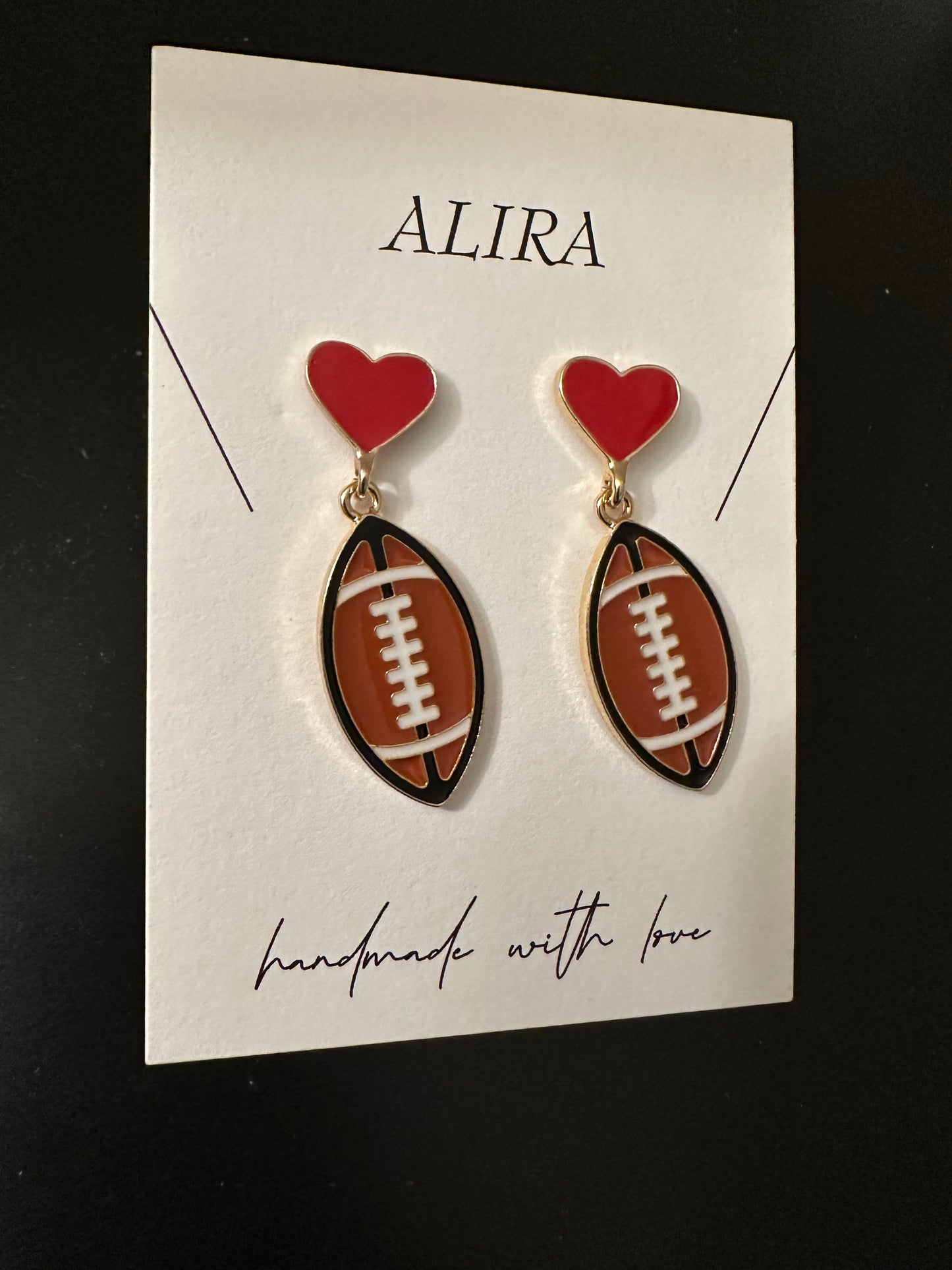 Football heart earrings