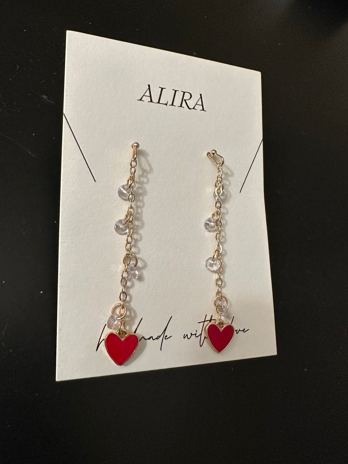 Long heart earrings