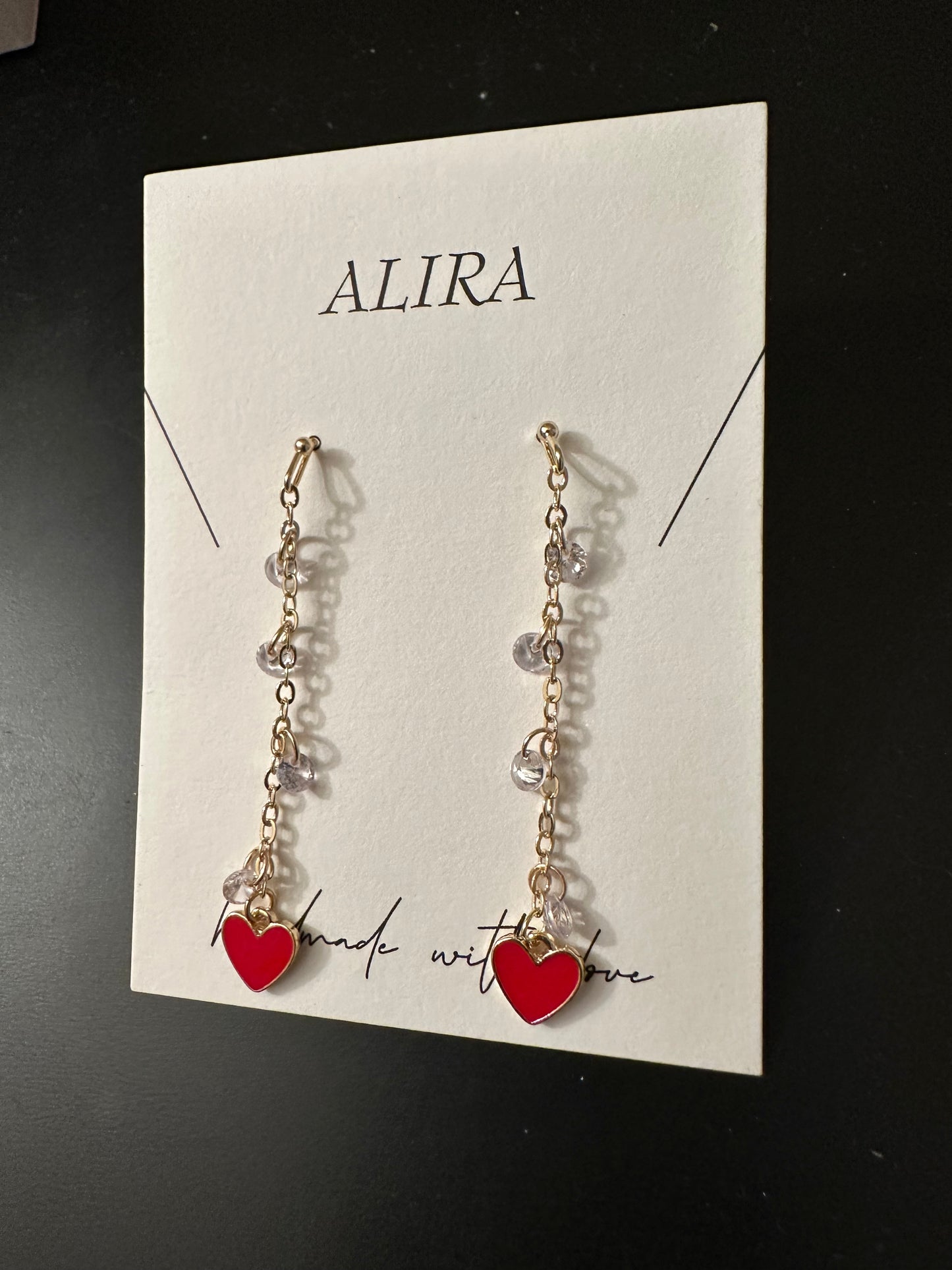 Long heart earrings